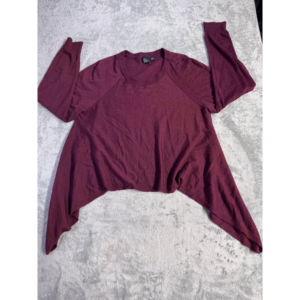 Eileen Fisher The Fisher Project Burgundy Merino Wool Handkerchief Hem Sweater M